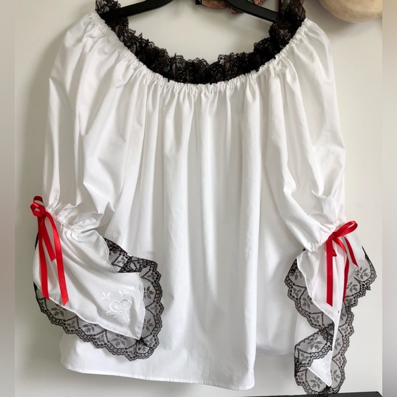 Costume mini skirt Ruffles ribbons tulle & bows Red & Black elastic waist sz S-L - Picture 8 of 10